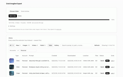 Grok Imagine Export :: Export your Grok Imagine gallery (images + videos) to a local folder, incrementally.