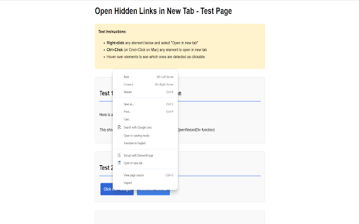 Open Hidden Links in New Tab :: Adds 'Open in new tab' option to right-click context menu for any element