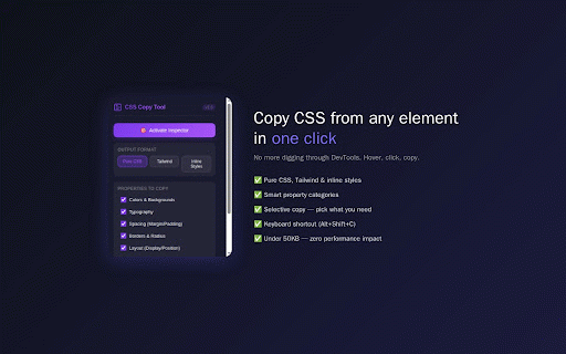 CSS Copy Tool :: Instantly copy CSS from any element. Lightweight alternative to CSS Scan.
