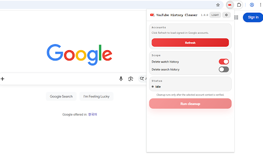 YouTube History Cleaner :: Clear YouTube watch and search history for a selected Google account.