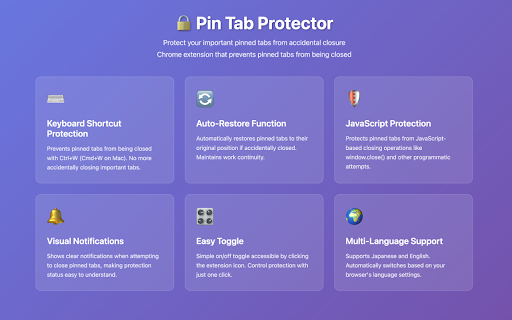 Pin Tab Protector :: 固定タブを誤って閉じられるのを防ぐChrome拡張機能