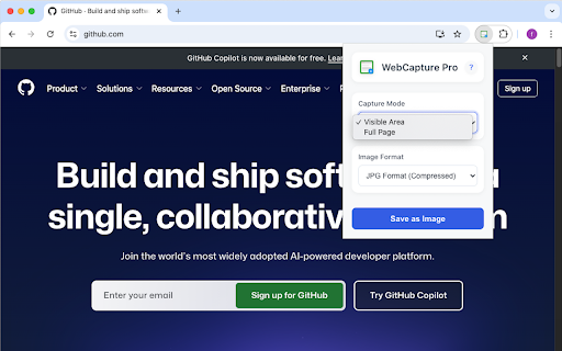 WebCapture Pro :: Capture web pages as high-quality images with one click. Support JPG, PNG, and SVG formats with full page capture capability.