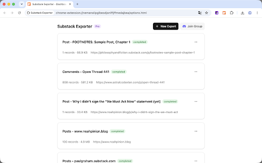 Substack Exporter :: Export Substack posts, comments, notes and subscriptions as Markdown, CSV, HTML or EPUB