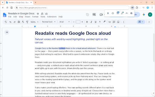 Readalix - Text to Speech (TTS) Read Aloud :: Reads any page aloud and highlights every word as it is spoken. Natural AI voices for web pages, PDF, Docs and Word.