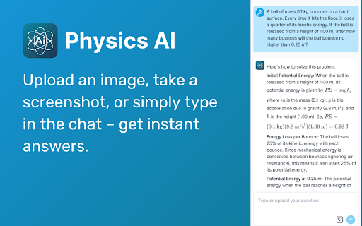 Physics AI :: Get step-by-step solutions for any physics problem using our Physics AI solver with detailed explanations.