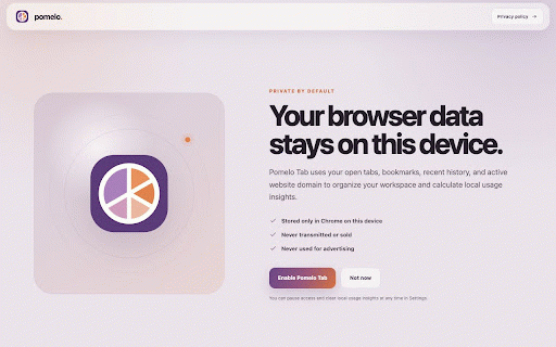 Pomelo Tab :: Turn every new tab into a calm workspace for tabs, bookmarks, history, shortcuts, search, and local usage insights.