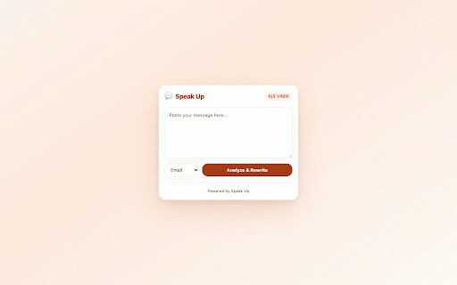 Speak Up - Communication Coach :: AI-powered rewrites for confident communication. Remove hedging, over-apologizing, and passive language from your messages.