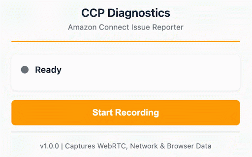 Amazon Connect CCP Diagnostics :: Diagnostic data capture extension for Amazon Connect CCP troubleshooting.