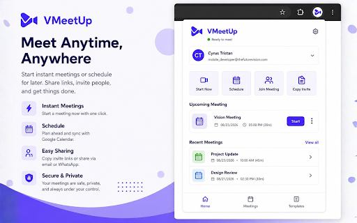 Vision Meeting Scheduler :: Start or schedule Vision Meeting sessions from Chrome and Google Calendar.