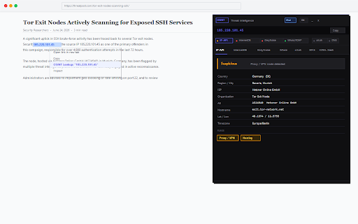 OSINT Research Assistant :: Query IPs, domains, emails and file hashes across 9 free threat intelligence services. Page scanner included. No API keys required.