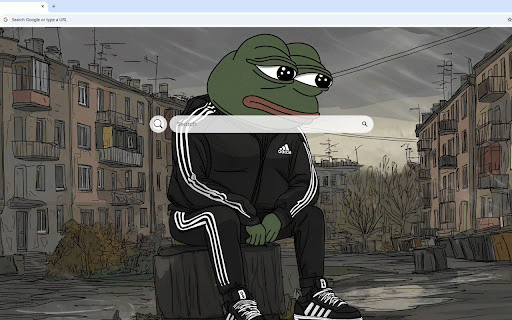 Pepe the Frog Depressed Live Wallpaper :: Sad Pepe the Frog in Adidas tracksuit sitting alone on melancholic city street scene.