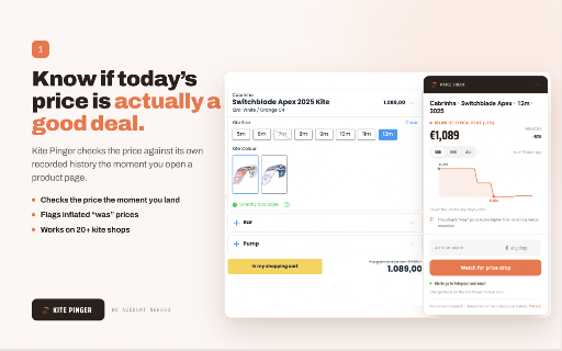 Kite Pinger :: Price history and buy-timing for kite gear, at the moment you're looking.
