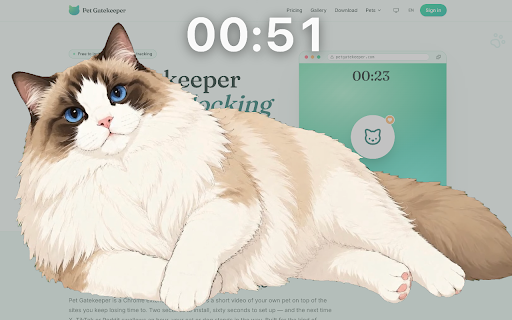 Pet Gatekeeper — Cat & Dog Focus Break Timer :: Scrolling too long? Pet Gatekeeper hijacks your screen with cute cat and dog videos to force a break.