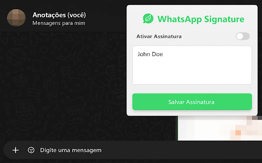 WhatsApp Signature Sender :: Adiciona uma assinatura customizada às suas mensagens do WhatsApp Web.