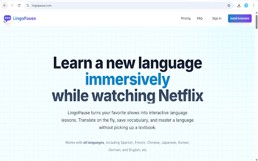 LingoPause :: Turn Netflix videos into your personal language lesson.
