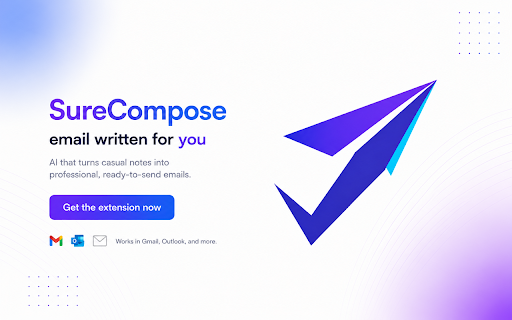SureCompose – AI Email Writer :: AI-powered email assistant for Gmail and Outlook. Compose, summarize, and reply to emails in seconds.