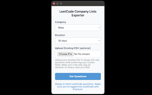 LeetCode Company Lists Exporter :: Export LeetCode company question URLs to CSV