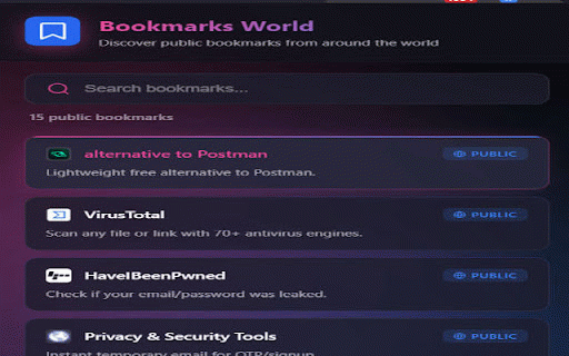 Bookmarks World :: Save, organize and share bookmarks from anywhere. Quick-save any page with one click.