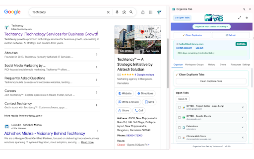 Organize Your Tab by Techtency™ :: Organize, group, and manage unlimited tabs with workspaces, AI titles, and smart features