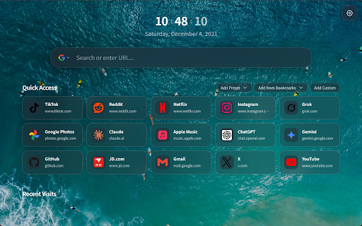 Tablite :: A clean, customizable new tab page with search, quick links, frequent sites, and beautiful themes.