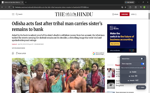 News Whisper Reader :: Listen to AI-summarised news in English, Hindi & Marathi. One click on any news article.