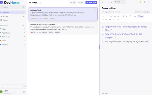 DevNotes – Developer Notepad :: On-page notepad for developers. Save notes, highlights & to-dos on any site. Sync to Drive. Get Meet reminders.
