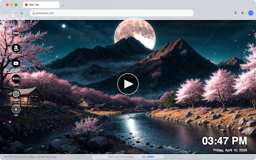Moonlit Sakura Valley at Night Live Wallpaper :: Transform your new tab with a serene live HD video of Moonlit Sakura Valley, bringing tranquility and beauty to your browsing e...