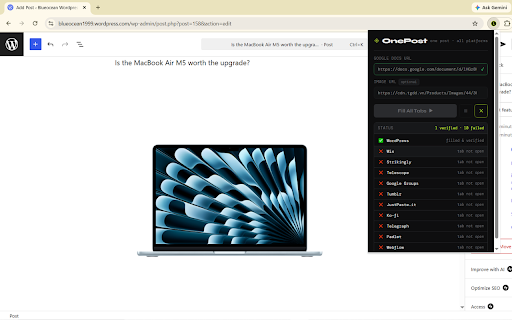 OnePost :: One post, all platforms. Auto-fill your blog content across mutiple platforms.