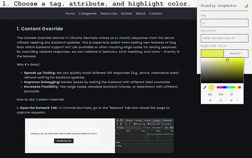 Firefly Inspector :: Highlight and extract custom attributes for any tag on a webpage!