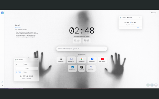 Extended Page | New Tab Homepage :: A beautiful new tab (homepage) page with widgets that can be powered by Extended History extension as option