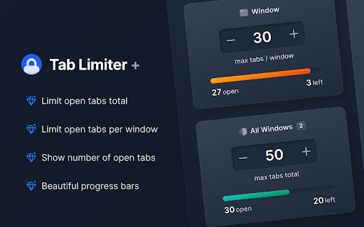 Tab Limiter Plus - Per Window, Domain & Total :: Limit & count open tabs – total, per window, and per domain