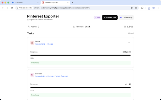 Pinterest Exporter :: Save your Pinterest boards, sections, and pins to your computer. Downloads images, videos, and a CSV with full metadata