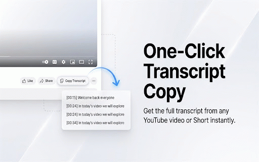YouTube Transcript Copier :: One-click YouTube transcript copier. Auto-opens transcripts, copies formatted text with timestamps, paragraph mode, and more.