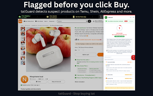 tatGuard — Online Fake & Scam Protection :: AI-powered counterfeit and scam detector for online shopping. Instant risk scores for any product, on any marketplace.