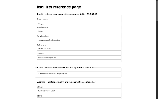 FieldFiller :: Fill every form control on a page with plausible dummy data in one action.
