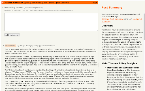 Hacker News Companion :: Enhance Hacker News with AI-powered discussion summaries, and enable keyboard navigation with Vim-style shortcuts