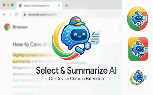 AI-Select :: Summarize selected webpage text with Chrome's built-in AI.