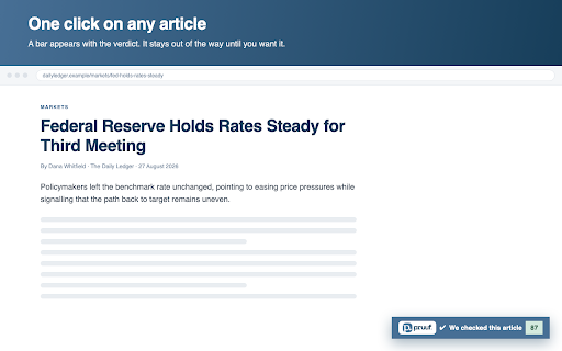 PRUUF :: Score any news article on eight measures of how it presents the truth — with the evidence behind every point.