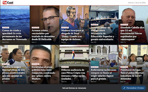 TalCual Noticias de Venezuela :: Las últimas noticias de TalCual Digital en cada nueva pestaña. Política, economía y actualidad de Venezuela.