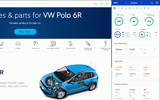 Uper SEO Auditor :: All-in-one SEO auditor in your sidebar — meta tags, schema, links, images, 7K+ technologies and more. 100% local, no account needed.