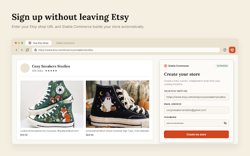 Stable Commerce — Turn your Etsy shop into your own store :: Create your own online store from your Etsy shop in minutes.