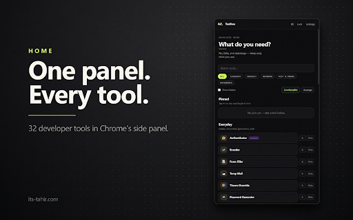 Absolute Zero Toolbox :: Inspect, test and debug web apps from Chrome's side panel, with an encrypted local vault for your development credentials.