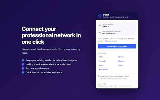 Dainin :: Securely connect your professional network to Dainin. No password required.