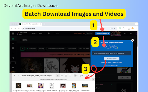DeviantArt Image Saver :: Download DeviantArt images and videos in bulk from any page — all processing done locally, no data tracking.
