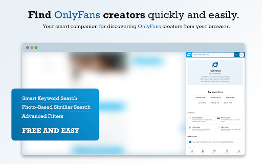 FanPanel by SearchOnly :: Smart side panel for discovering OnlyFans creators. Search by keywords, filter by 19+ criteria, and find similar profiles by photo.