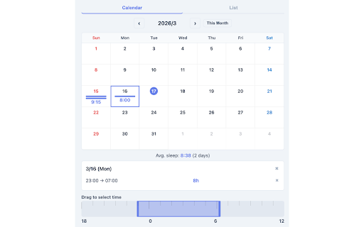 Sleep Tracker APL :: 毎日の睡眠時間を記録・管理する拡張機能