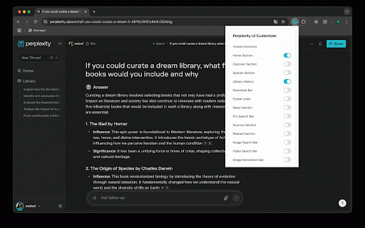 Perplexity UI Customizer :: Customize Perplexity UI by hiding elements
