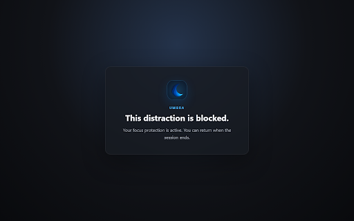 Umbra Blocker :: Blocks distracting websites while Umbra focus protection is active.