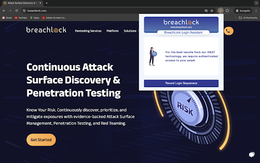 BreachLock Platform Login Assistant :: The login assistent will help you submit your login details to the BreachLock Platform.