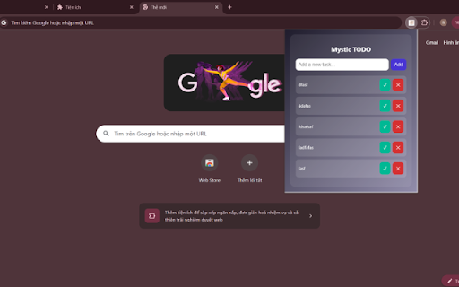 Mystic Simple TODO :: Create and manage a simple to-do list directly in your browser popup.